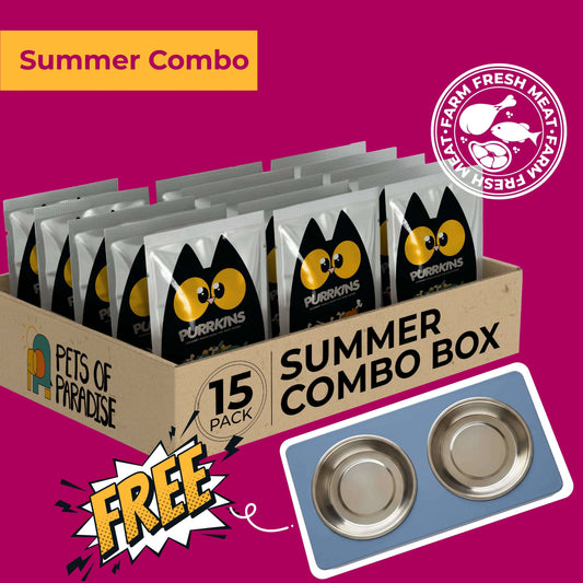 Purrkins Summer Combo – 15-Pack Wet Cat Food & Broths Pets of Paradise