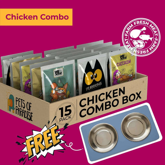Chicken Adult Cat Combo (Pack of 15) + FREE BOWL Pets of Paradise