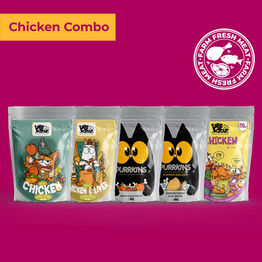 Chicken Adult Cat Combo (Pack of 15) - 3 packs of each flavour (WIN FREE CUSTOMIZED BOWL)