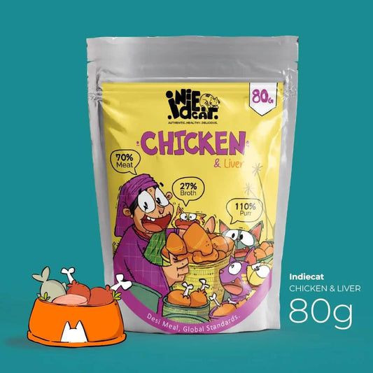 IndieCat Adult Chicken & Liver (80g Packs) - Pets of Paradise