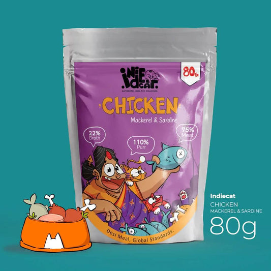 IndieCat Adult Chicken & Mackerel (80g Packs)