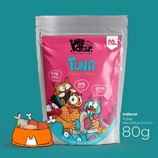 IndieCat Adult Tuna, Mackerel & Chicken (80g Packs)