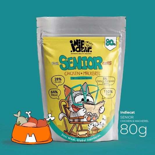 IndieCat for Senior Cats – Chicken & Mackerel (80g Packs)