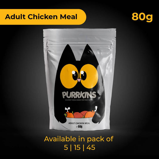 Purrkins Adult Chicken Meal – High-Meat Wet Cat Food (80g Packs) Pets of Paradise
