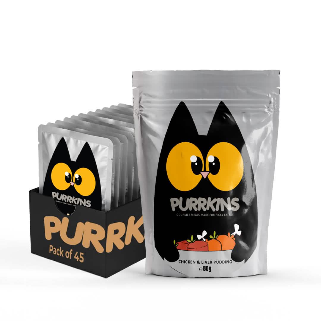 Purrkins Chicken & Liver Pudding Meal – Wet Cat Food (80g Packs) Pets of Paradise