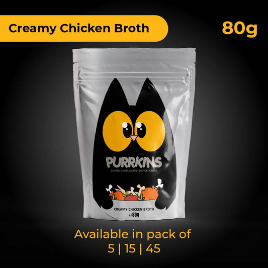 Purrkins Creamy Chicken Broth – Hydrating Wet Cat Food (80g Packs) Pets of Paradise