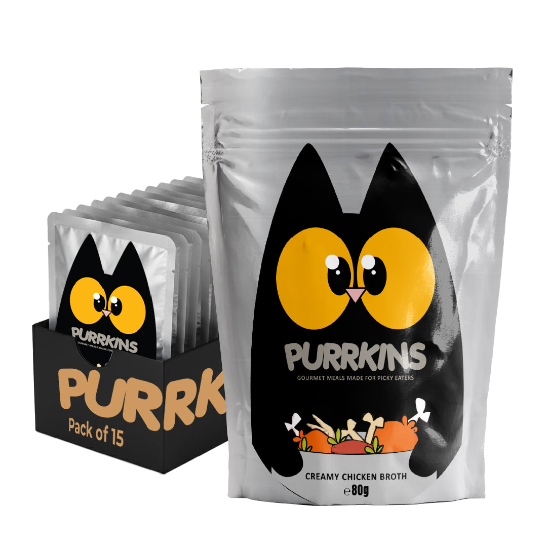 Purrkins Creamy Chicken Broth Adult Cat (80g packs)