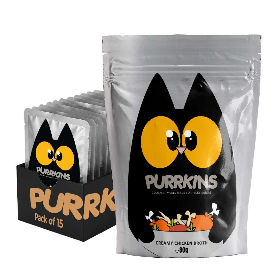 Purrkins Creamy Chicken Broth – Hydrating Wet Cat Food (80g Packs) Pets of Paradise