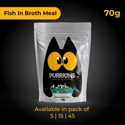 Purrkins Fish Broth Meal – Wet Cat Food (Single 70g Pack) Pets of Paradise