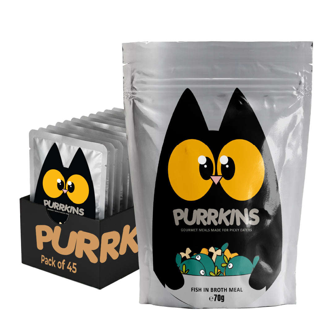Purrkins Fish Broth Meal – Wet Cat Food (Single 70g Pack) Pets of Paradise