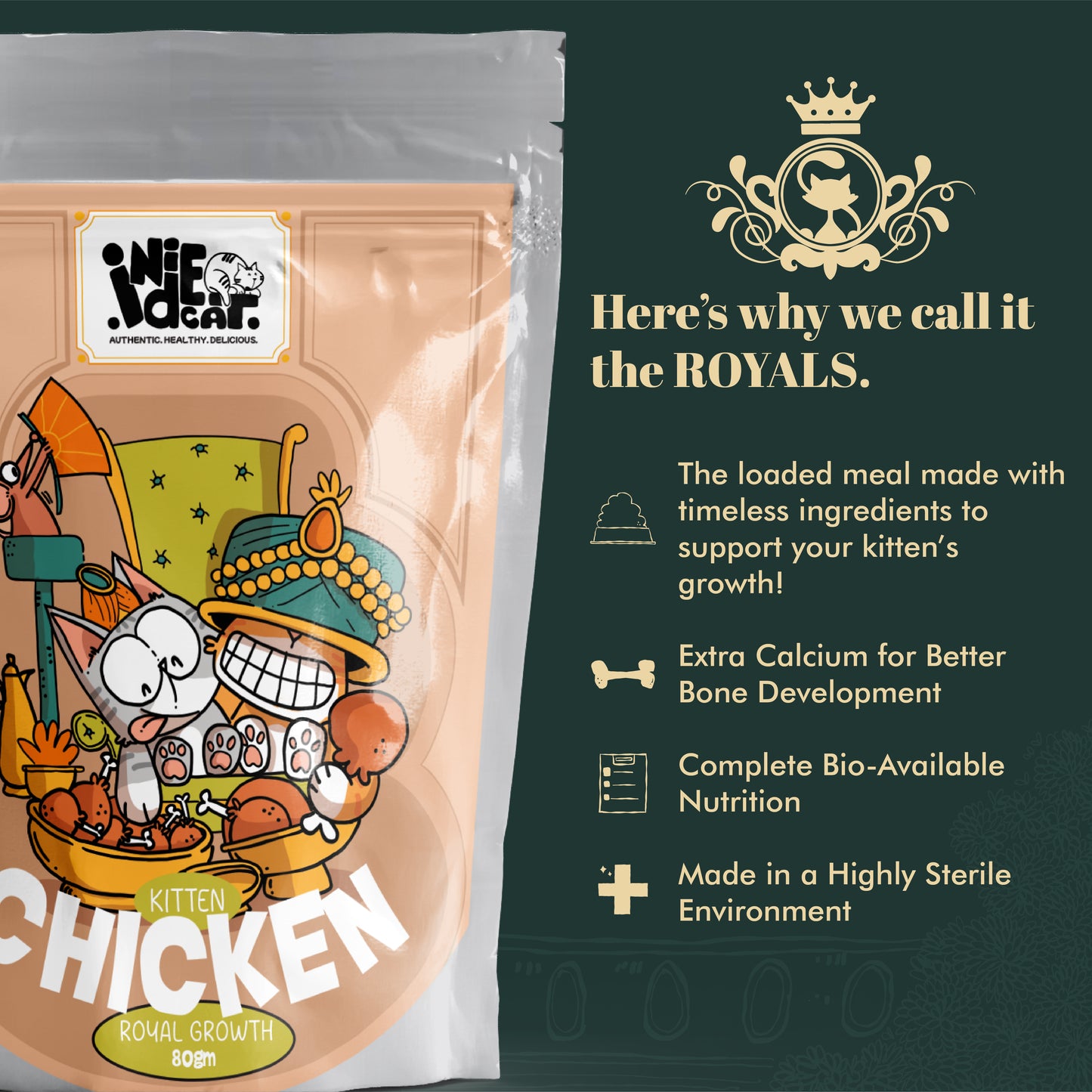 Indiecat Kitten Chicken Royal Growth (80g packs)