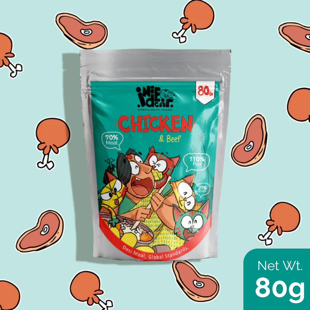 IndieCat Adult Chicken & Beef (80g Packs)