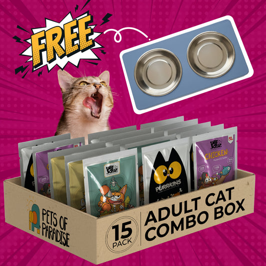 Adult Cat Combo (Pack of 15) - 3 packs of each flavour (WIN FREE CUSTOMIZED BOWL)