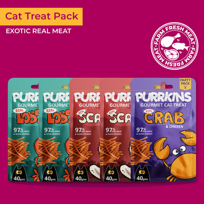 Purrkins Exotic Gourmet Treats – The Exotic Collection | Pack of 5 | 200g