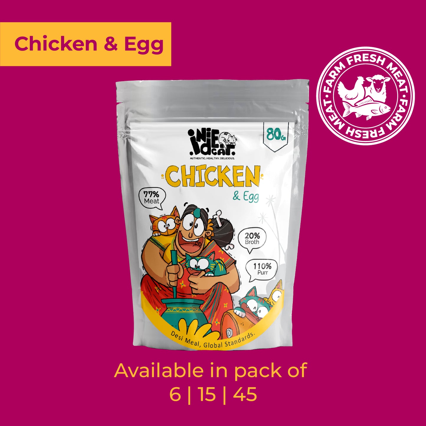 IndieCat Adult Chicken & Egg (80g Packs)