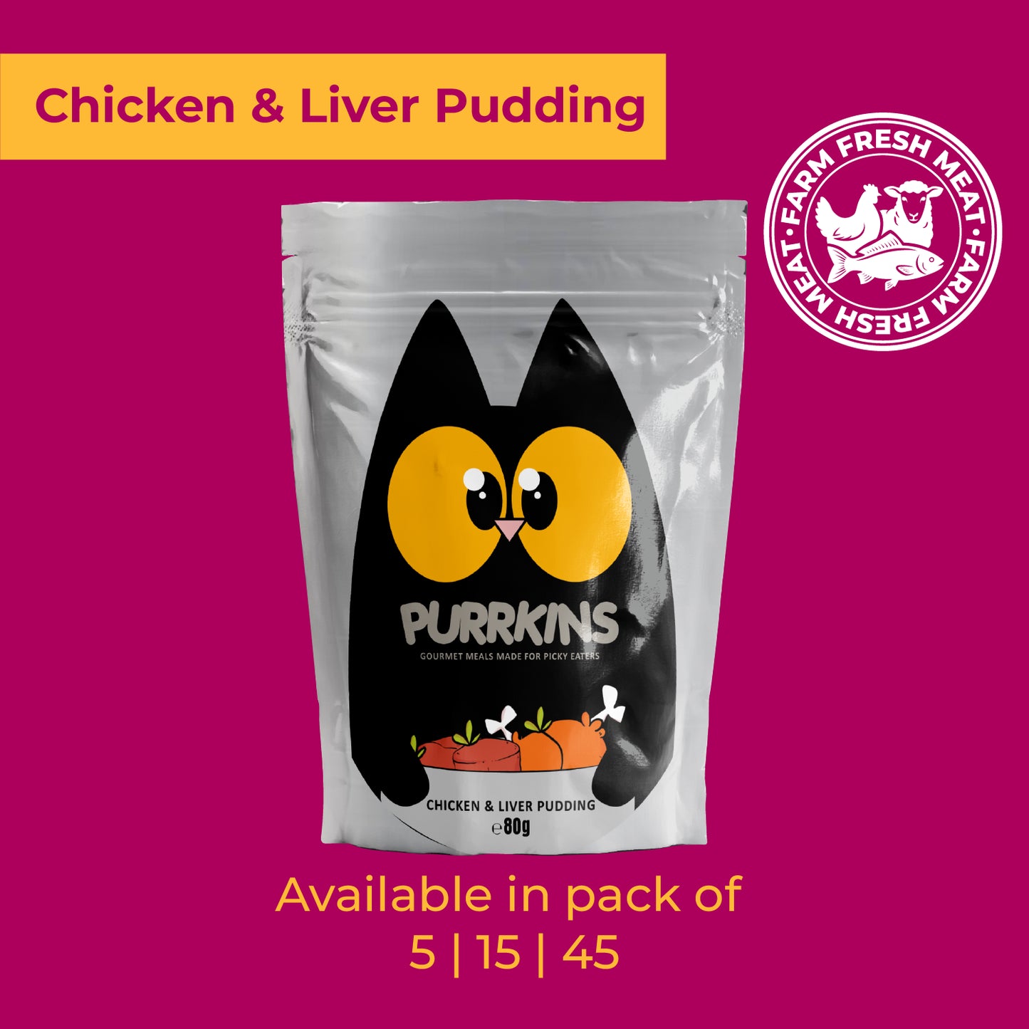 Purrkins Chicken & Liver Pudding Meal (80g packs)