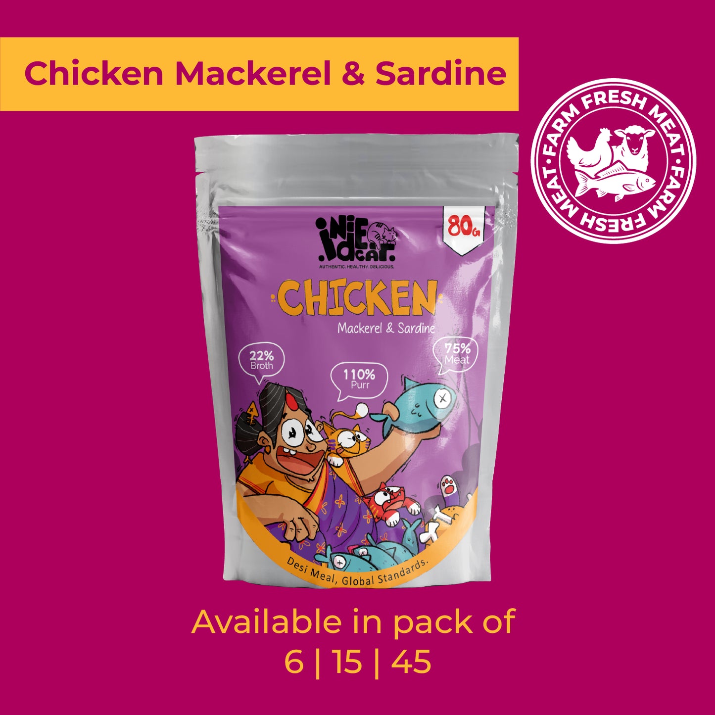 IndieCat Adult Chicken & Mackerel (80g Packs)