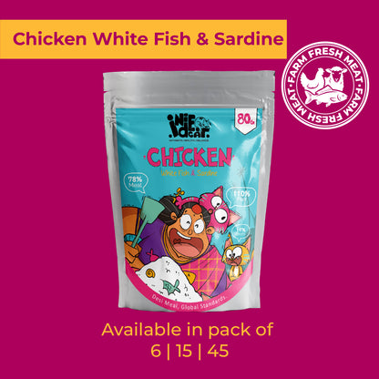 IndieCat Adult Chicken White Fish & Sardine (80g Packs)