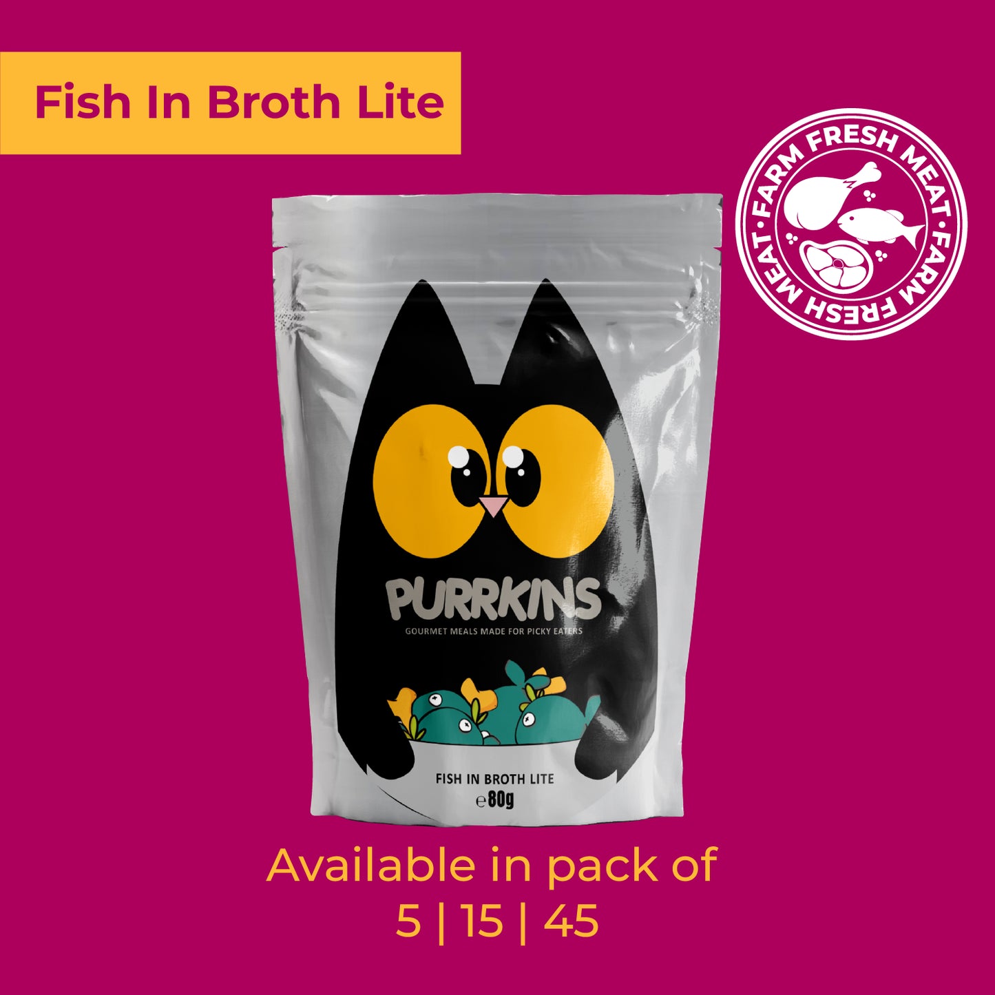 Purrkins Fish Broth Lite Adult Cat (80g packs)