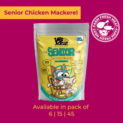 IndieCat for Senior Cats – Chicken & Mackerel (80g Packs)