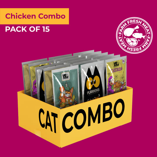 Chicken Cat Combo (Pack of 15) - 3 packs of each flavour