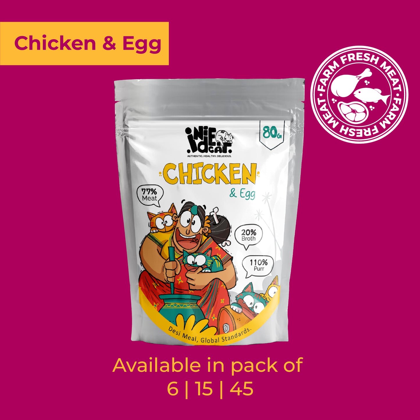 IndieCat Adult Chicken & Egg (80g Packs)