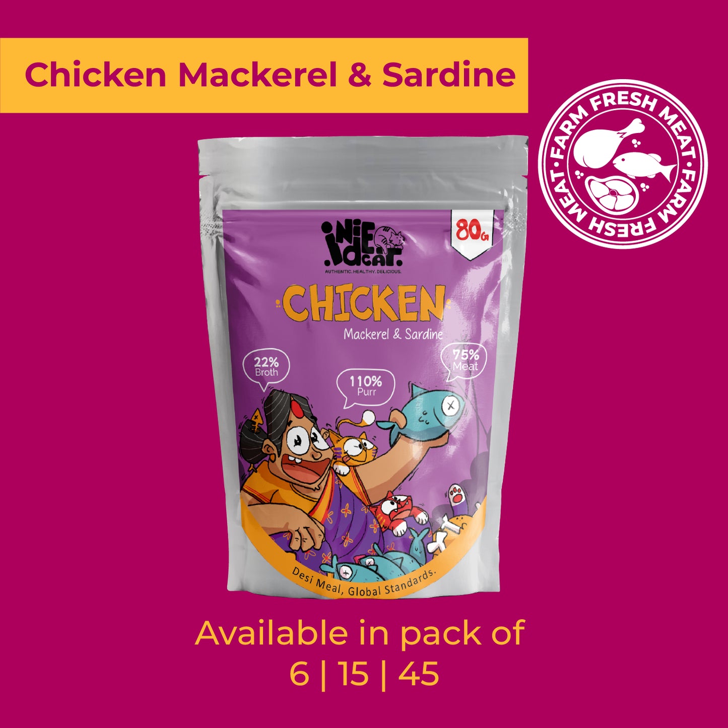 IndieCat Adult Chicken & Mackerel (80g Packs)