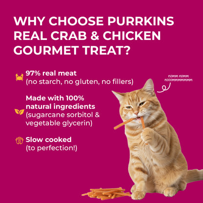 Purrkins Exotic Gourmet Treats – Crab & Chicken | 40g