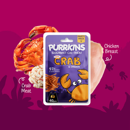 Purrkins Exotic Gourmet Treats – Crab & Chicken | 40g
