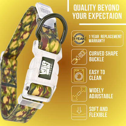 Indian Hound Duratuff Collar (S -Army Print)  for Dogs  with QR Tag
