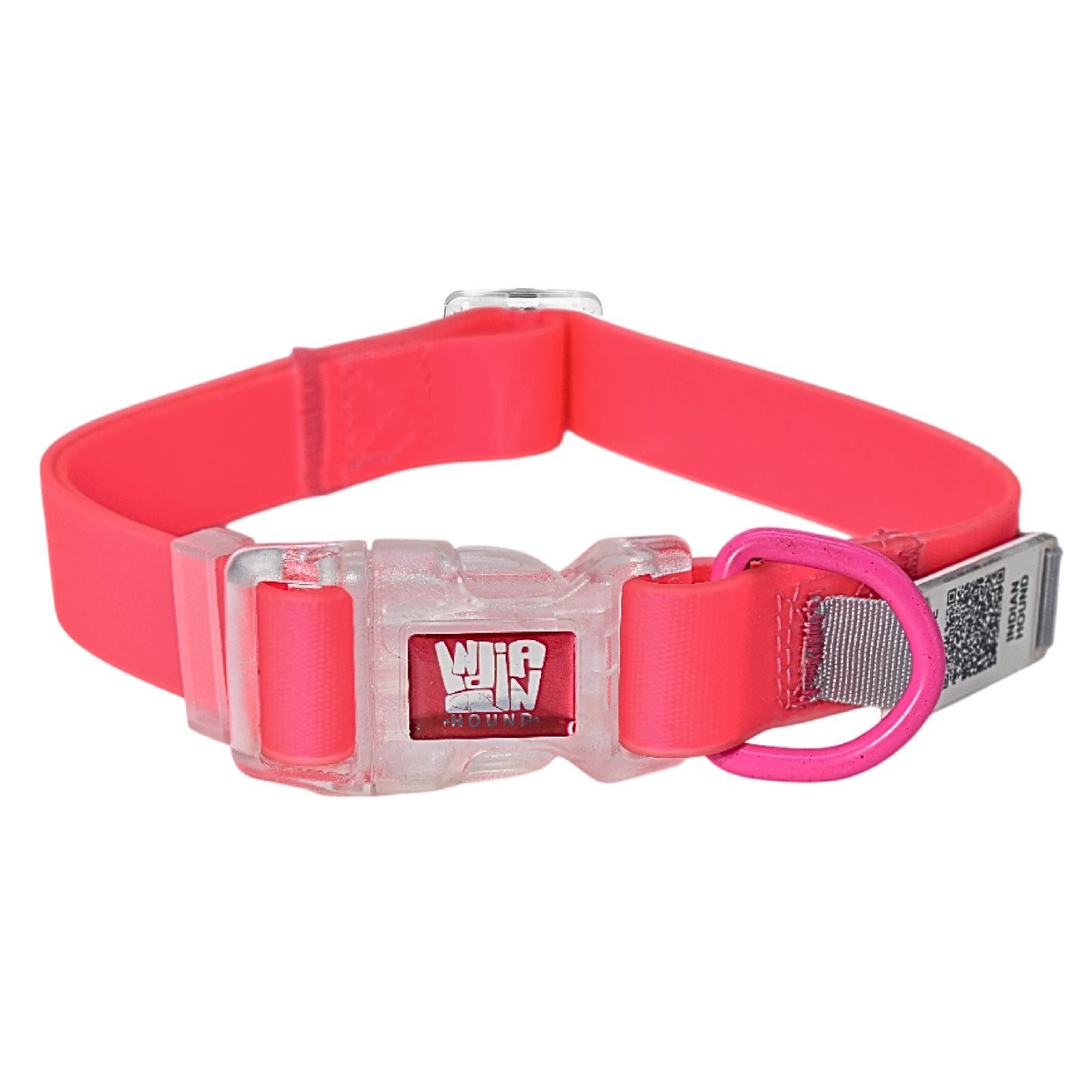 Indian Hound Duratuff Collar (M - Pink)  for Dogs  with QR Tag