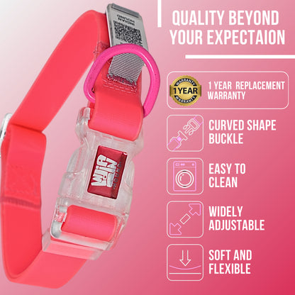 Indian Hound Duratuff Collar (S - Pink)  for Dogs  with QR Tag