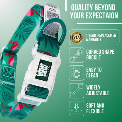 Indian Hound Duratuff Collar (S - Green)  for Dogs  with QR Tag