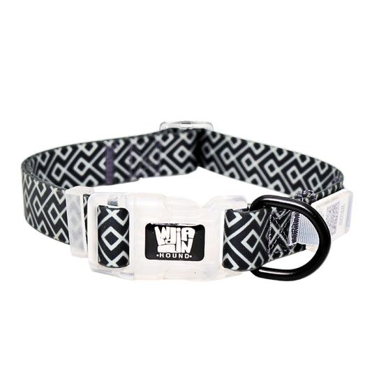 Indian Hound Duratuff Collar (S - Black ZigZag)  for Dogs  with QR Tag