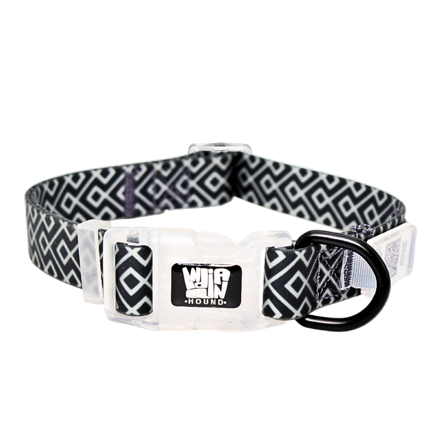 Indian Hound Duratuff Collar (M - Black ZigZag)  for Dogs  with QR Tag