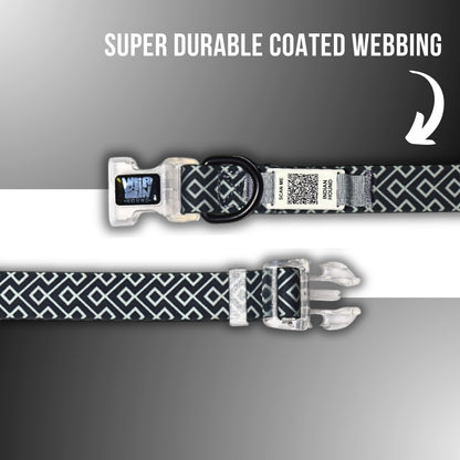 Indian Hound Duratuff Collar (L - Black ZigZag)  for Dogs  with QR Tag