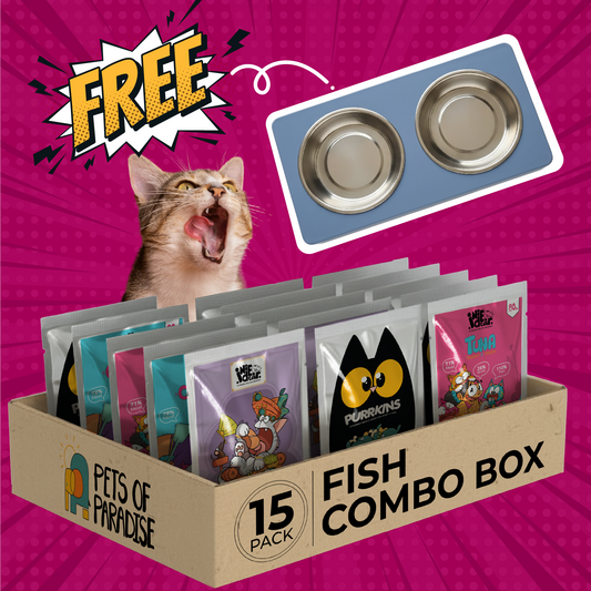 Fish Adult Cat Combo (Pack of 15) + FREE BOWL