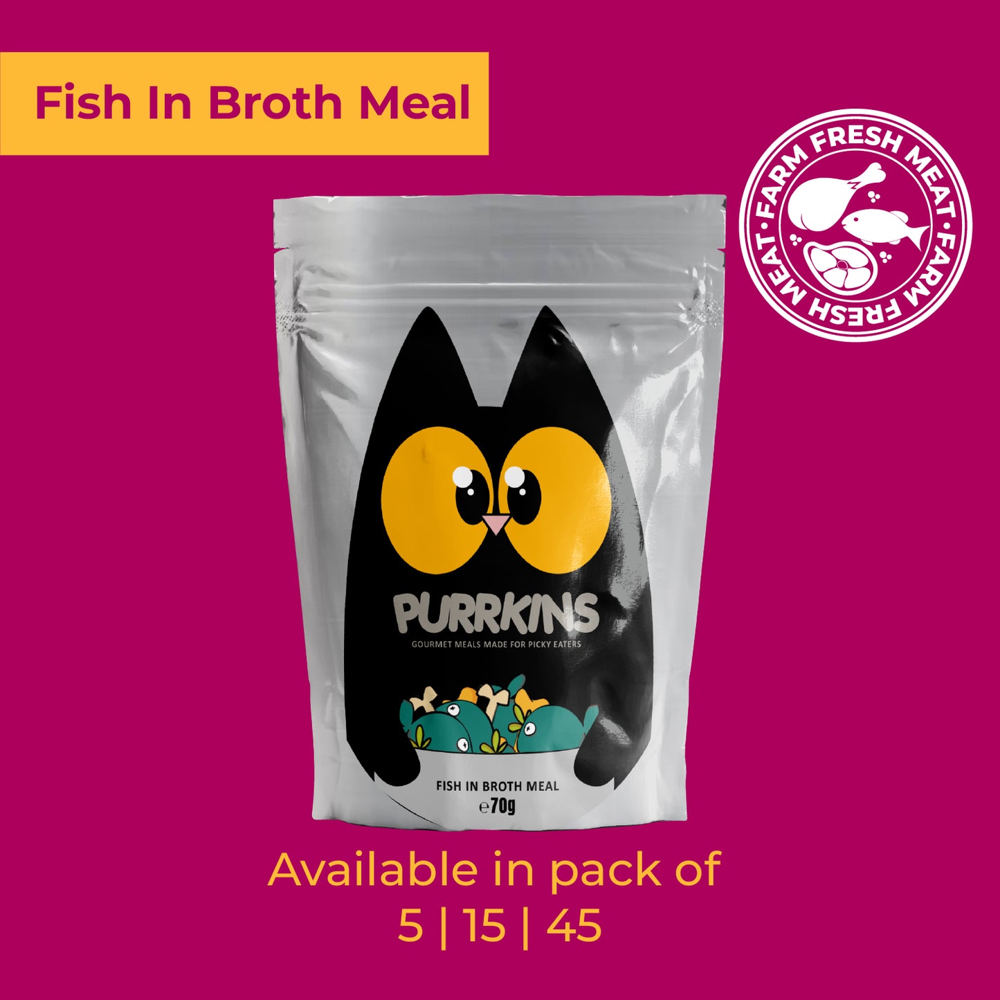 Purrkins Fish Broth Meal Adult Cat (70g packs)
