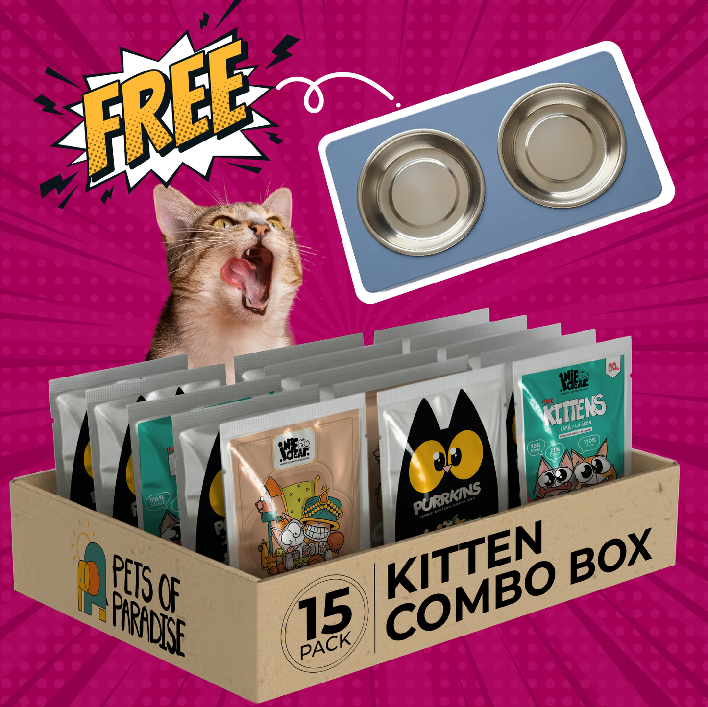 Kitten Combo (Pack of 15) + FREE BOWL