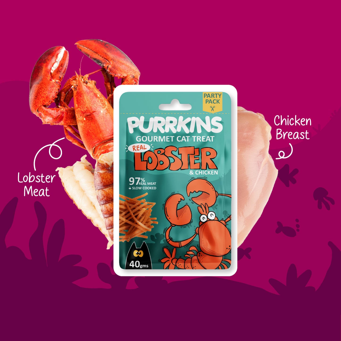 Purrkins Exotic Gourmet Treats – Lobster & Chicken | 40g