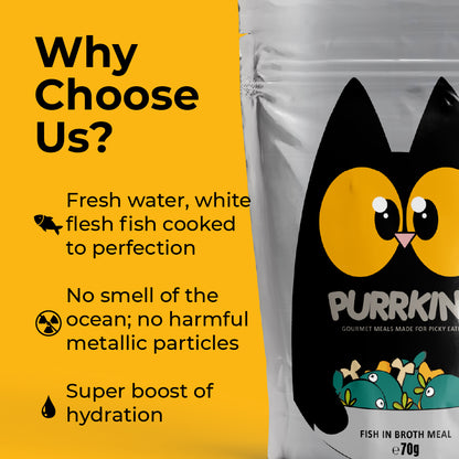 Purrkins Fish Broth Meal (70g packs)