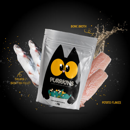 Purrkins Fish Broth Meal (70g packs)