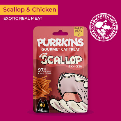 Purrkins Exotic Gourmet Treats – Scallop & Chicken | 40g