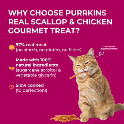 Purrkins Exotic Gourmet Treats – Scallop & Chicken | 40g