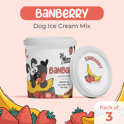 Waggy Zone Natural Doggy Ice Cream - Banberry (Pack of 3)