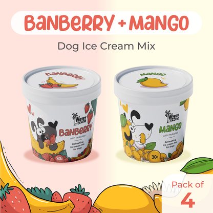 Waggy Zone Natural Doggy Ice Cream - Banberry & Mango (Pack of 4)